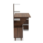 Load image into Gallery viewer, Baxton Studio Tobias Mid-Century Modern Two-Tone White And Walnut Brown Finished Wood Storage Computer Desk With Shelves
