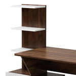 Load image into Gallery viewer, Baxton Studio Tobias Mid-Century Modern Two-Tone White And Walnut Brown Finished Wood Storage Computer Desk With Shelves
