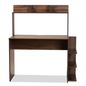 Baxton Studio Garnet Modern And Contemporary Walnut Brown Finished Wood Desk With Shelves