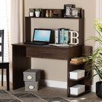 Load image into Gallery viewer, BAXTON STUDIO GARNET MODERN AND CONTEMPORARY WALNUT BROWN FINISHED WOOD DESK WITH SHELVES
