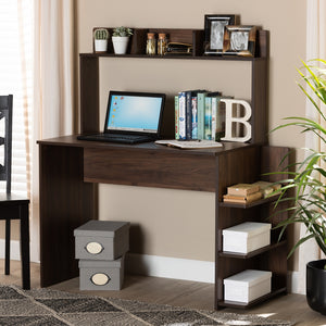 BAXTON STUDIO GARNET MODERN AND CONTEMPORARY WALNUT BROWN FINISHED WOOD DESK WITH SHELVES