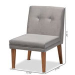 Load image into Gallery viewer, Baxton Studio Stewart Mid-Century Modern Grey Velvet Upholstered And Walnut Brown Finished Wood Dining Chair
