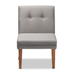 Load image into Gallery viewer, Baxton Studio Stewart Mid-Century Modern Grey Velvet Upholstered And Walnut Brown Finished Wood Dining Chair
