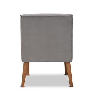 Baxton Studio Stewart Mid-Century Modern Grey Velvet Upholstered And Walnut Brown Finished Wood Dining Chair