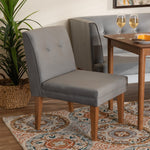 Load image into Gallery viewer, Baxton Studio Stewart Mid-Century Modern Grey Velvet Upholstered And Walnut Brown Finished Wood Dining Chair
