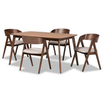 Load image into Gallery viewer, Baxton Studio Danton Mid-Century Modern Beige Fabric Upholstered And Walnut Brown Finished Wood 5-Piece Dining Set
