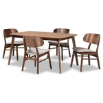 Load image into Gallery viewer, Baxton Studio Alston Mid-Century Modern Beige Fabric Upholstered And Walnut Brown Finished Wood 5-Piece Dining Set
