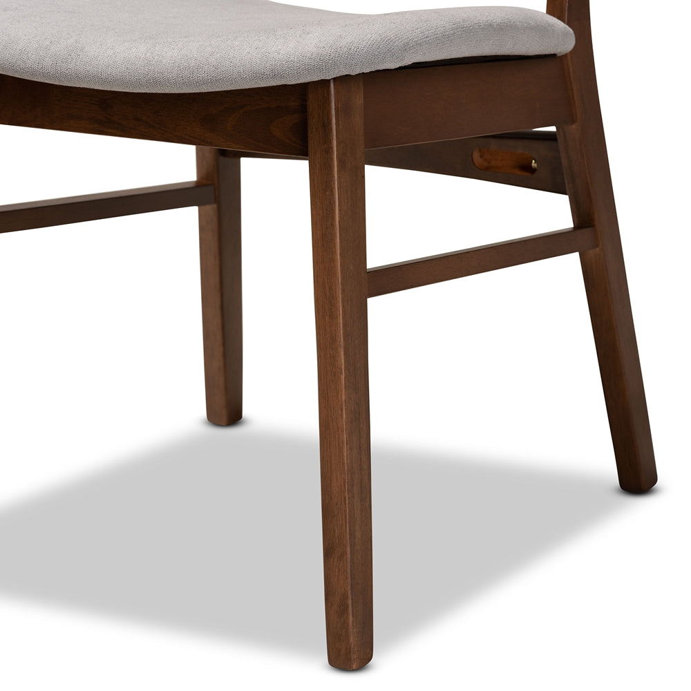 Baxton Studio Alston Mid-Century Modern Grey Fabric Upholstered And Walnut Brown Finished Wood 2-Piece Dining Chair Set