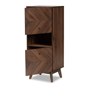 Baxton Studio Hartman Mid-Century Modern Walnut Brown Finished Wood Storage Cabinet