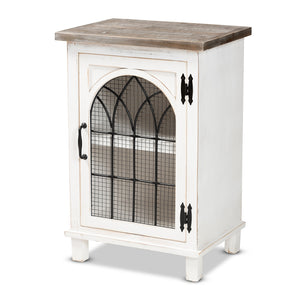 Baxton Studio Faron Classic and Traditional Farmhouse Two-Tone Distressed and Finished Wood 1-Door Nightstand