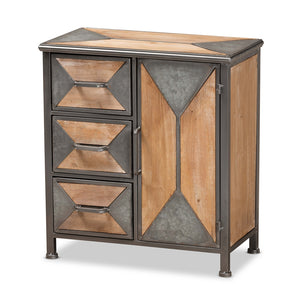 Baxton Studio Laurel Rustic Industrial Antique Finished Metal and Finished Wood 3-Drawer Accent Storage Cabinet