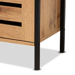 Load image into Gallery viewer, Baxton Studio Vander Modern And Contemporary Oak Brown Finished Wood And Black Metal 2-Door Shoe Cabinet
