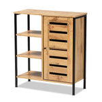 Load image into Gallery viewer, Baxton Studio Vander Modern And Contemporary Oak Brown Finished Wood And Black Finished Metal 1-Door Shoe Storage Cabinet
