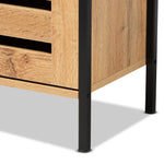 Load image into Gallery viewer, Baxton Studio Vander Modern And Contemporary Oak Brown Finished Wood And Black Finished Metal 1-Door Shoe Storage Cabinet
