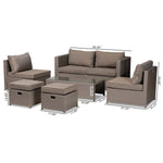 Load image into Gallery viewer, Baxton Studio Haina Modern And Contemporary Grey Fabric Upholstered And Grey Finished Synthetic Rattan 6-Piece Patio Set
