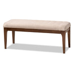 Load image into Gallery viewer, Baxton Studio Walsh Mid-Century Modern Beige Fabric Upholstered And Walnut Brown Finished Wood Dining Bench
