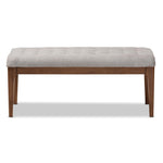 Load image into Gallery viewer, Baxton Studio Walsh Mid-Century Modern Grey Fabric Upholstered And Walnut Brown Finished Wood Dining Bench
