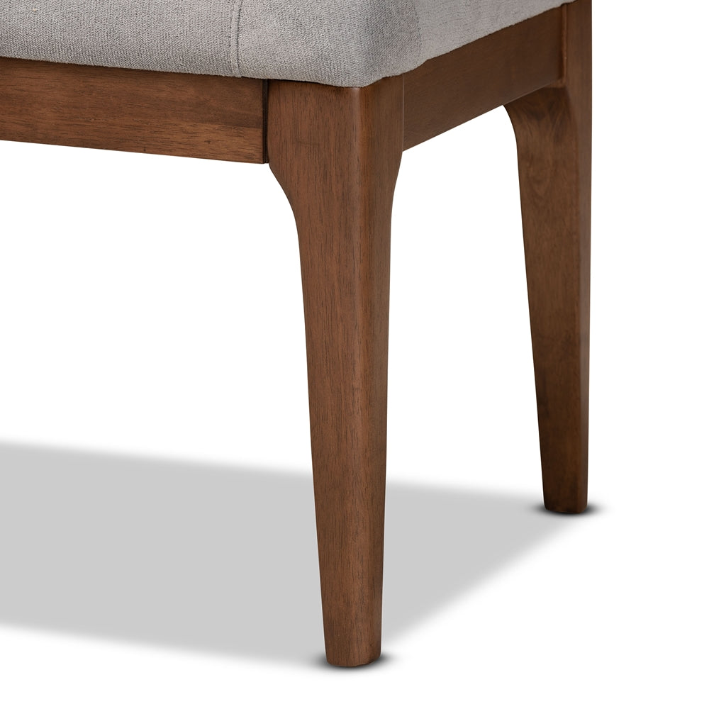 Baxton Studio Walsh Mid-Century Modern Grey Fabric Upholstered And Walnut Brown Finished Wood Dining Bench