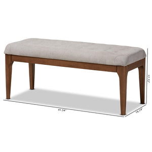 Baxton Studio Walsh Mid-Century Modern Grey Fabric Upholstered And Walnut Brown Finished Wood Dining Bench