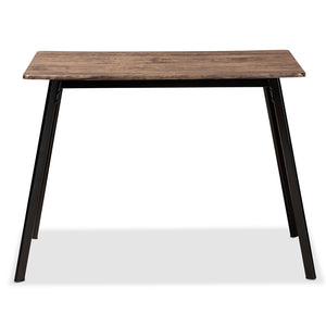 Baxton Studio Calder Mid-Century Modern Walnut Brown Finished Wood And Black Metal Dining Table