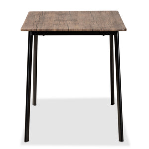 Baxton Studio Calder Mid-Century Modern Walnut Brown Finished Wood And Black Metal Dining Table