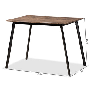 Baxton Studio Calder Mid-Century Modern Walnut Brown Finished Wood And Black Metal Dining Table