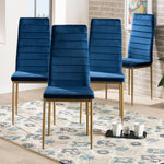 Load image into Gallery viewer, Baxton Studio Armand Modern Glam And Luxe Navy Blue Velvet Fabric Upholstered And Gold Finished Metal 4-Piece Dining Chair Set
