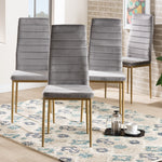 Load image into Gallery viewer, Baxton Studio Armand Modern Glam And Luxe Grey Velvet Fabric Upholstered And Gold Finished Metal 4-Piece Dining Chair Set
