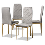 Load image into Gallery viewer, Baxton Studio Blaise Modern Luxe And Glam Grey Velvet Fabric Upholstered And Gold Finished Metal 4-Piece Dining Chair Set
