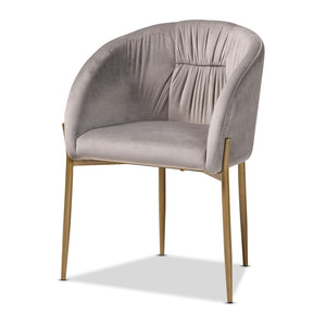 Baxton Studio Ballard Modern Luxe And Glam Grey Velvet Fabric Upholstered And Gold Finished Metal Dining Chair