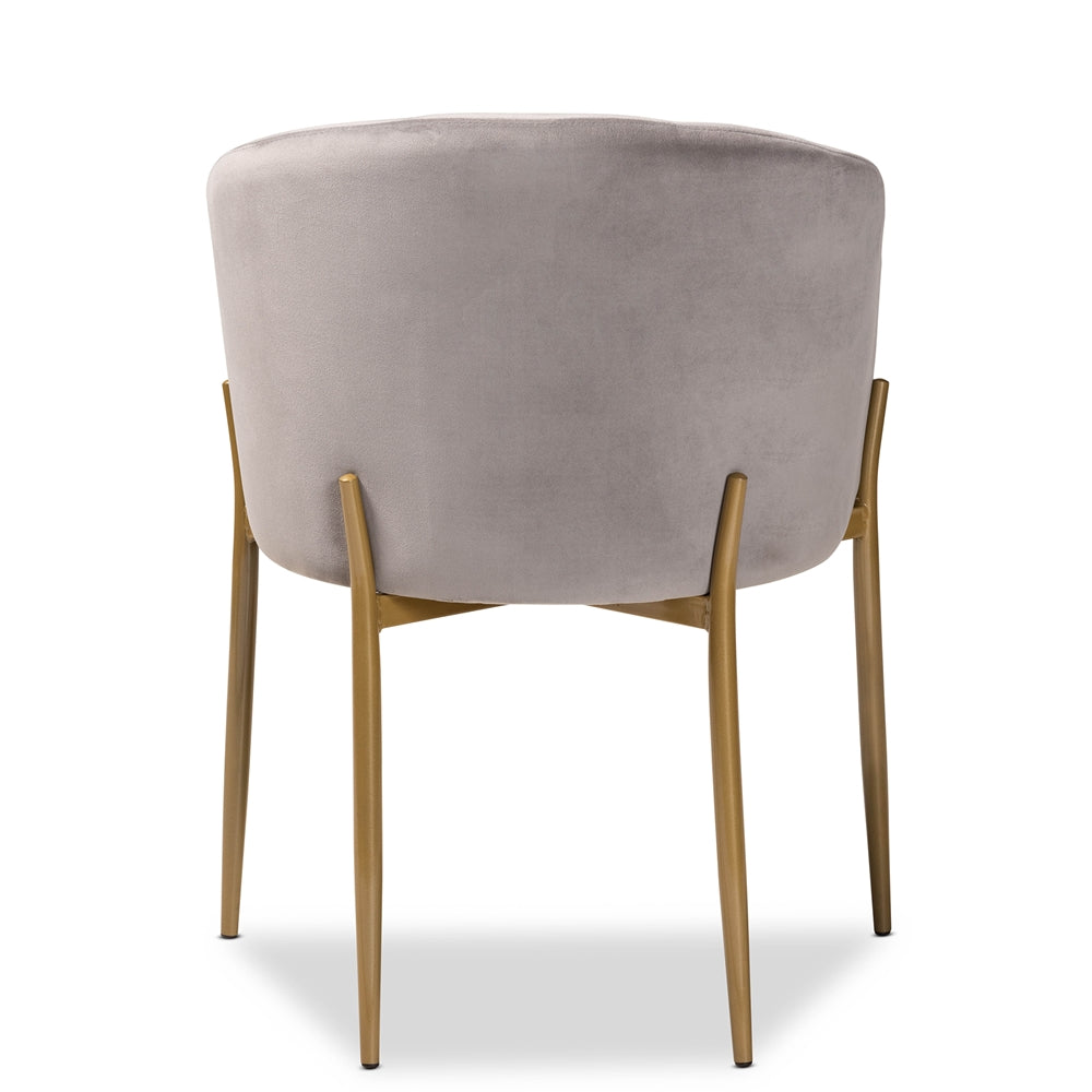 Baxton Studio Ballard Modern Luxe And Glam Grey Velvet Fabric Upholstered And Gold Finished Metal Dining Chair