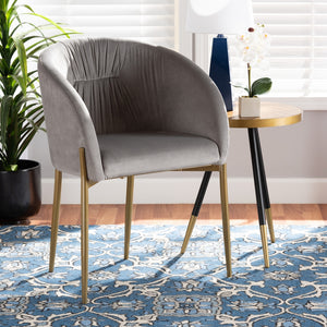 Baxton Studio Ballard Modern Luxe And Glam Grey Velvet Fabric Upholstered And Gold Finished Metal Dining Chair