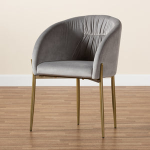 Baxton Studio Ballard Modern Luxe And Glam Grey Velvet Fabric Upholstered And Gold Finished Metal Dining Chair