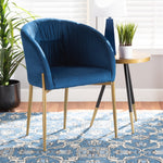 Load image into Gallery viewer, Baxton Studio Ballard Modern Luxe And Glam Navy Blue Velvet Fabric Upholstered And Gold Finished Metal Dining Chair
