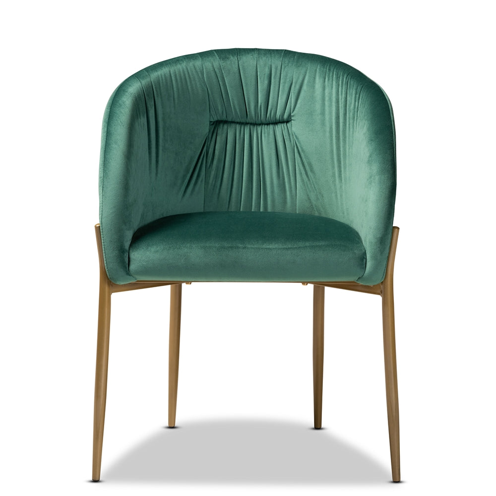 Baxton Studio Ballard Modern Luxe And Glam Green Velvet Fabric Upholstered And Gold Finished Metal Dining Chair