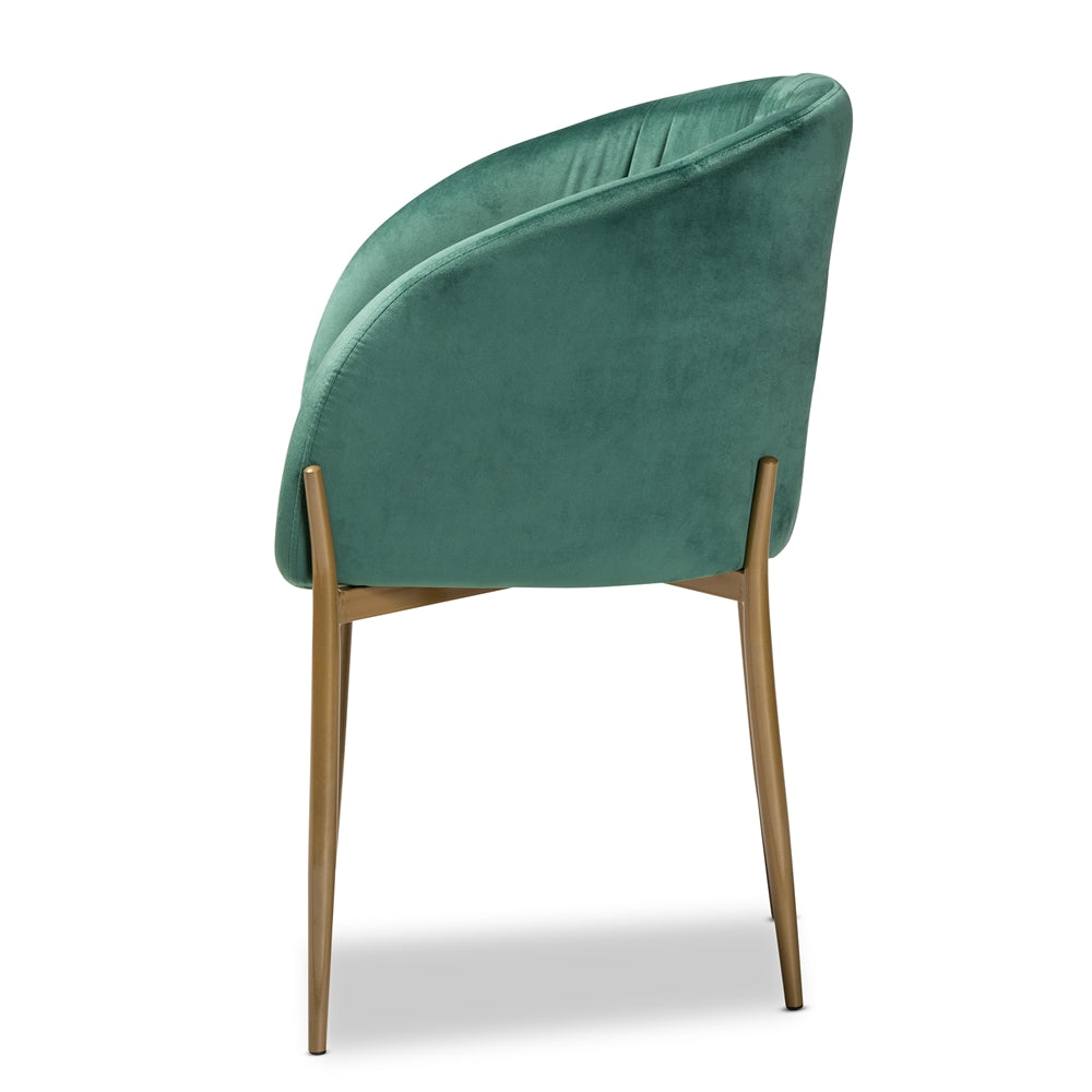 Baxton Studio Ballard Modern Luxe And Glam Green Velvet Fabric Upholstered And Gold Finished Metal Dining Chair