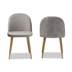 Load image into Gallery viewer, Baxton Studio Fantine Modern Luxe And Glam Grey Velvet Fabric Upholstered And Gold Finished Metal 2-Piece Dining Chair Set
