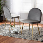 Load image into Gallery viewer, Baxton Studio Fantine Modern Luxe And Glam Grey Velvet Fabric Upholstered And Gold Finished Metal 2-Piece Dining Chair Set
