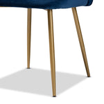 Load image into Gallery viewer, BAXTON STUDIO FANTINE MODERN LUXE AND GLAM NAVY BLUE VELVET FABRIC UPHOLSTERED AND GOLD FINISHED METAL 2-PIECE DINING CHAIR SET
