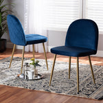 Load image into Gallery viewer, Baxton Studio Fantine Modern Luxe And Glam Navy Blue Velvet Fabric Upholstered And Gold Finished Metal 2-Piece Dining Chair Set
