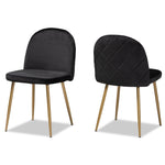 Load image into Gallery viewer, Baxton Studio Fantine Modern Luxe And Glam Black Velvet Fabric Upholstered And Gold Finished Metal 2-Piece Dining Chair Set
