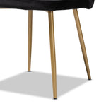 Load image into Gallery viewer, BAXTON STUDIO FANTINE MODERN LUXE AND GLAM BLACK VELVET FABRIC UPHOLSTERED AND GOLD FINISHED METAL 2-PIECE DINING CHAIR SET
