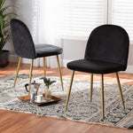 Load image into Gallery viewer, Baxton Studio Fantine Modern Luxe And Glam Black Velvet Fabric Upholstered And Gold Finished Metal 2-Piece Dining Chair Set
