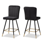 Load image into Gallery viewer, Baxton Studio Preston Modern Luxe and Glam Velvet Fabric Upholstered and Two-Tone and Finished Metal 2-Piece Bar Stool Set
