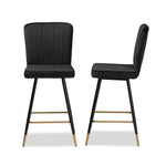 Load image into Gallery viewer, Baxton Studio Preston Modern Luxe and Glam Velvet Fabric Upholstered and Two-Tone and Finished Metal 2-Piece Bar Stool Set
