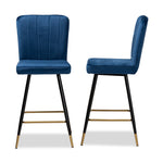 Load image into Gallery viewer, Baxton Studio Preston Modern Luxe And Glam Navy Blue Velvet Fabric Upholstered And Two-Tone Black And Gold Finished Metal 2-Piece Bar Stool Set
