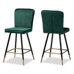 Load image into Gallery viewer, Baxton Studio Preston Modern Luxe And Glam Green Velvet Fabric Upholstered And Two-Tone Black And Gold Finished Metal 2-Piece Bar Stool Set
