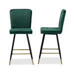 Load image into Gallery viewer, Baxton Studio Preston Modern Luxe And Glam Green Velvet Fabric Upholstered And Two-Tone Black And Gold Finished Metal 2-Piece Bar Stool Set
