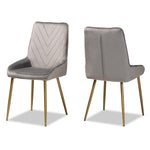 Load image into Gallery viewer, Baxton Studio Priscilla Contemporary Glam And Luxe Grey Velvet Fabric Upholstered And Gold Finished Metal 2-Piece Dining Chair Set
