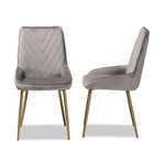 Load image into Gallery viewer, Baxton Studio Priscilla Contemporary Glam And Luxe Grey Velvet Fabric Upholstered And Gold Finished Metal 2-Piece Dining Chair Set
